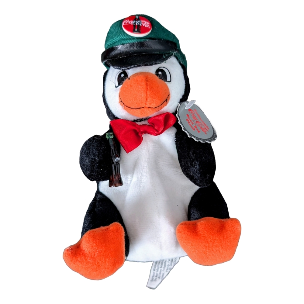 Vintage 1997 Coca-Cola Penguin in Green Delivery Cap Beanie Baby Stuffed Animal